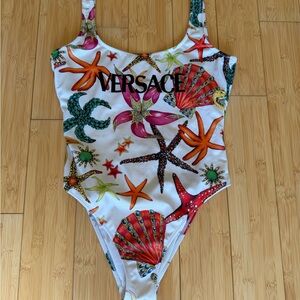 Versace White Multicolor Sea Life One-Piece Swimsuit